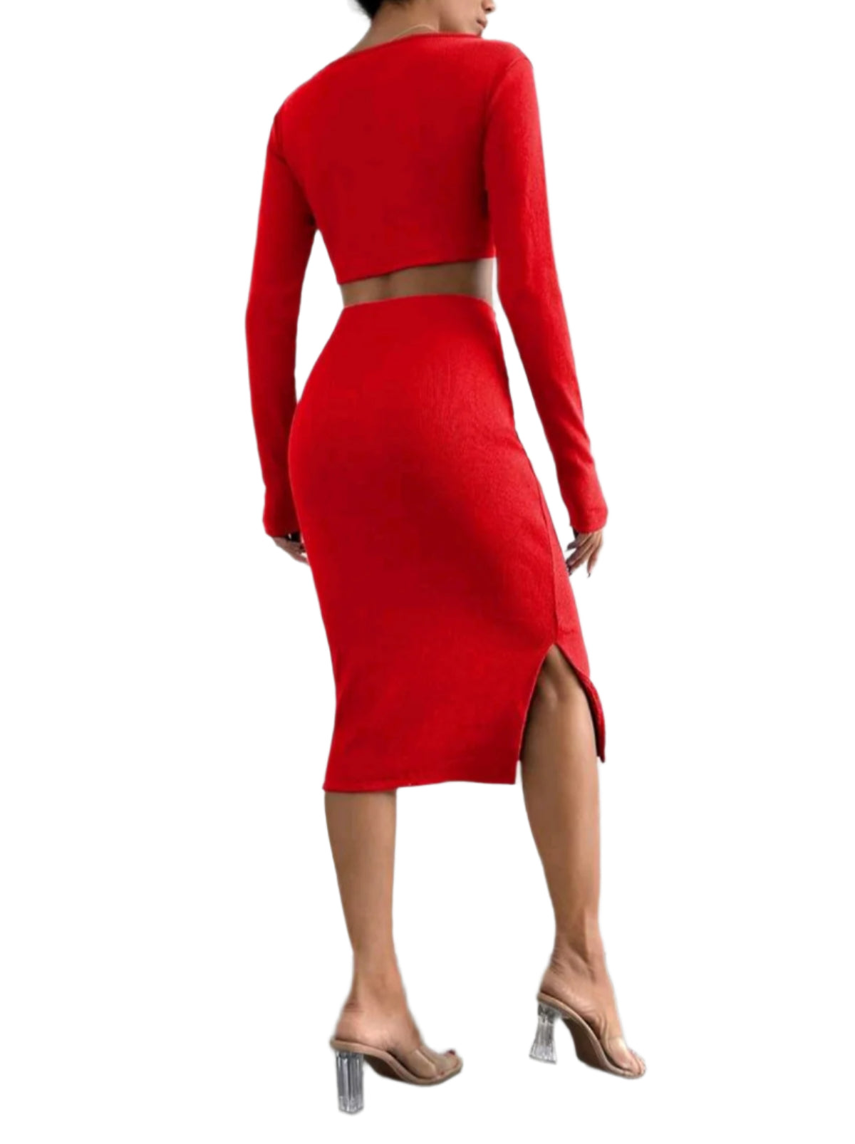 SHE piros hosszú ujjú elegáns szett