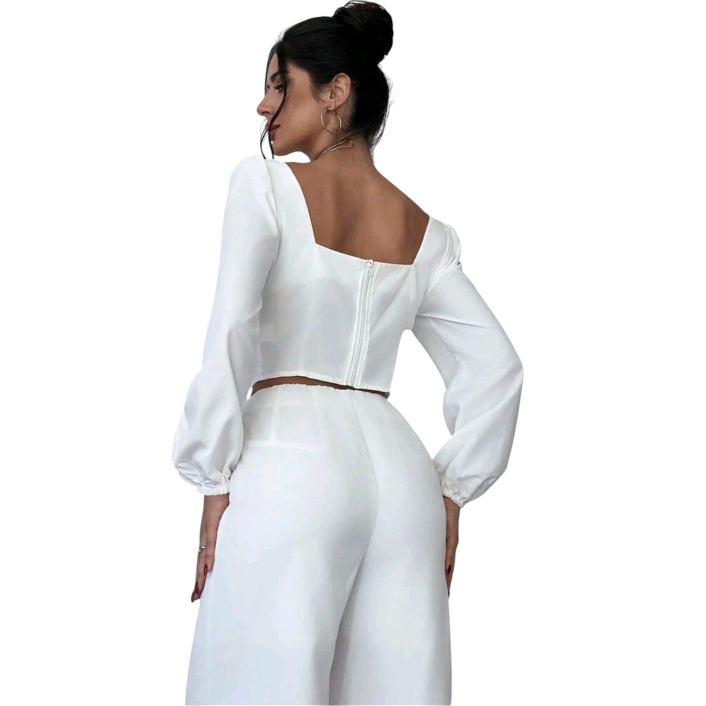 SHE fehér négyzetnyakú szett