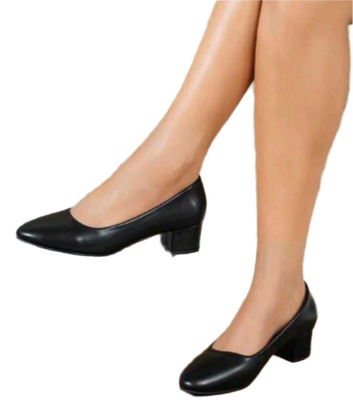 SHE fekete klasszikus blokk sarkú cipő