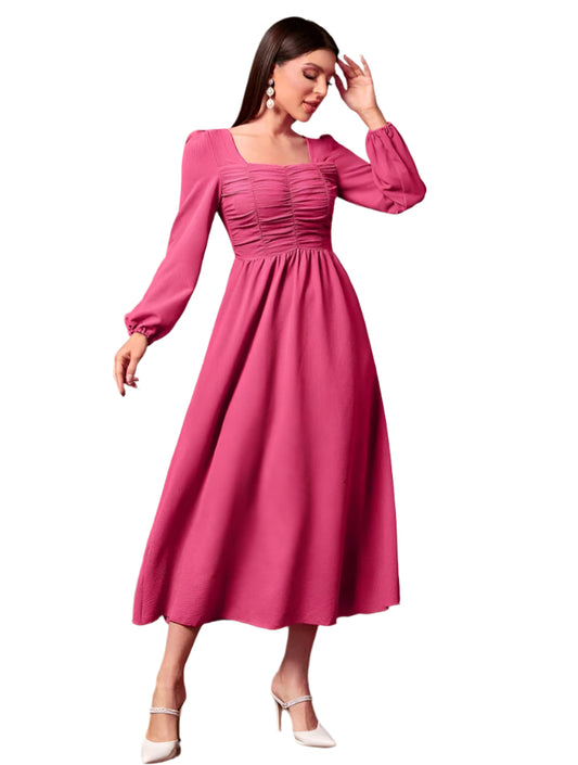 SHE pink húzott midi ruha