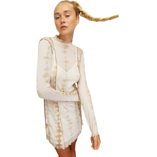 STRADIVARIUS bézs mintás mini ruha