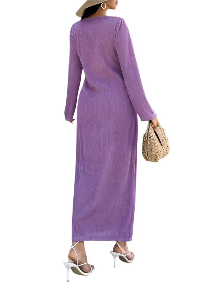 SHE lila hosszú ujjú maxi ruha