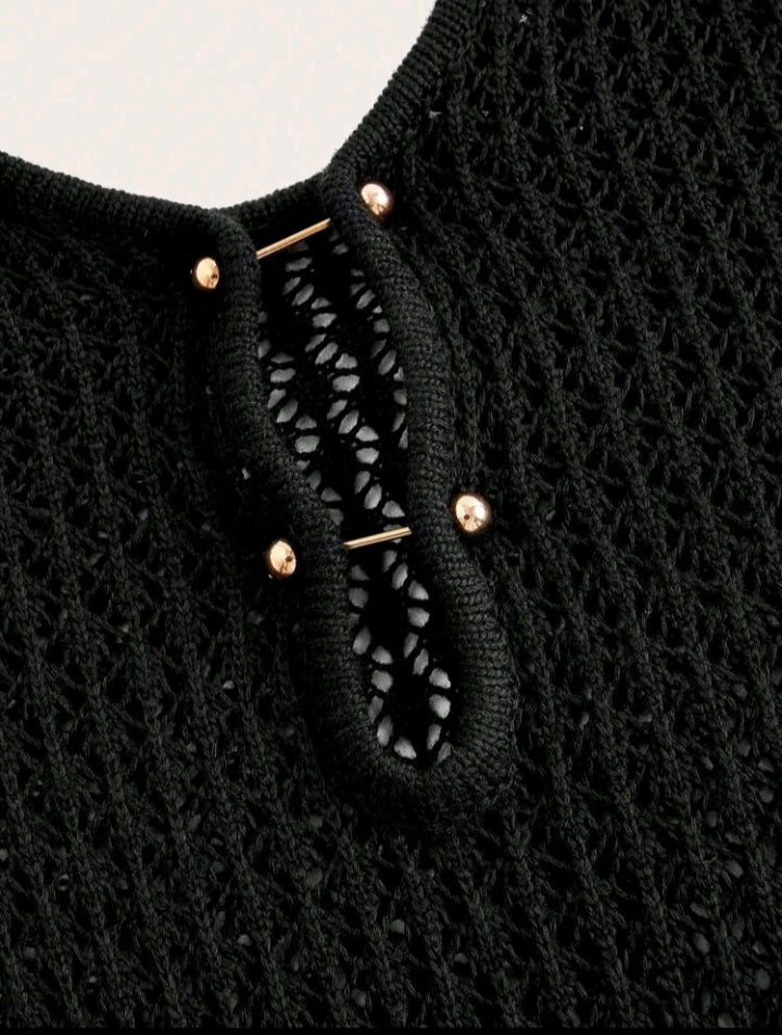 SHE fekete hálós maxi ruha