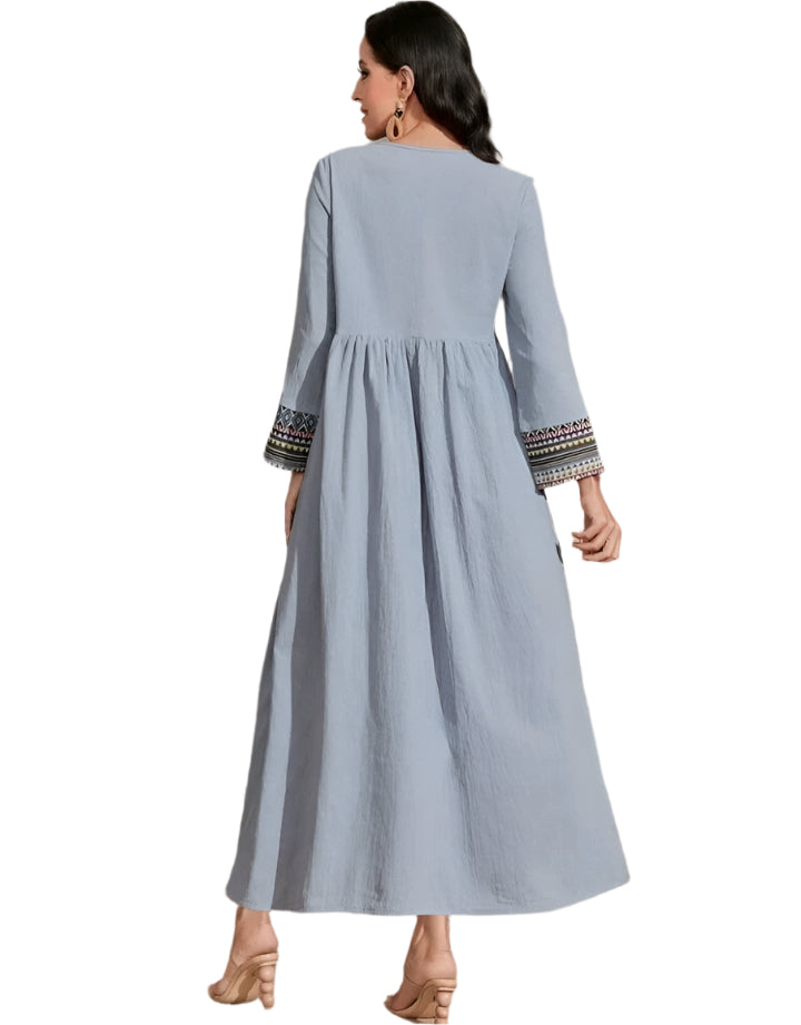 SHE kék boho hímzett maxi ruha