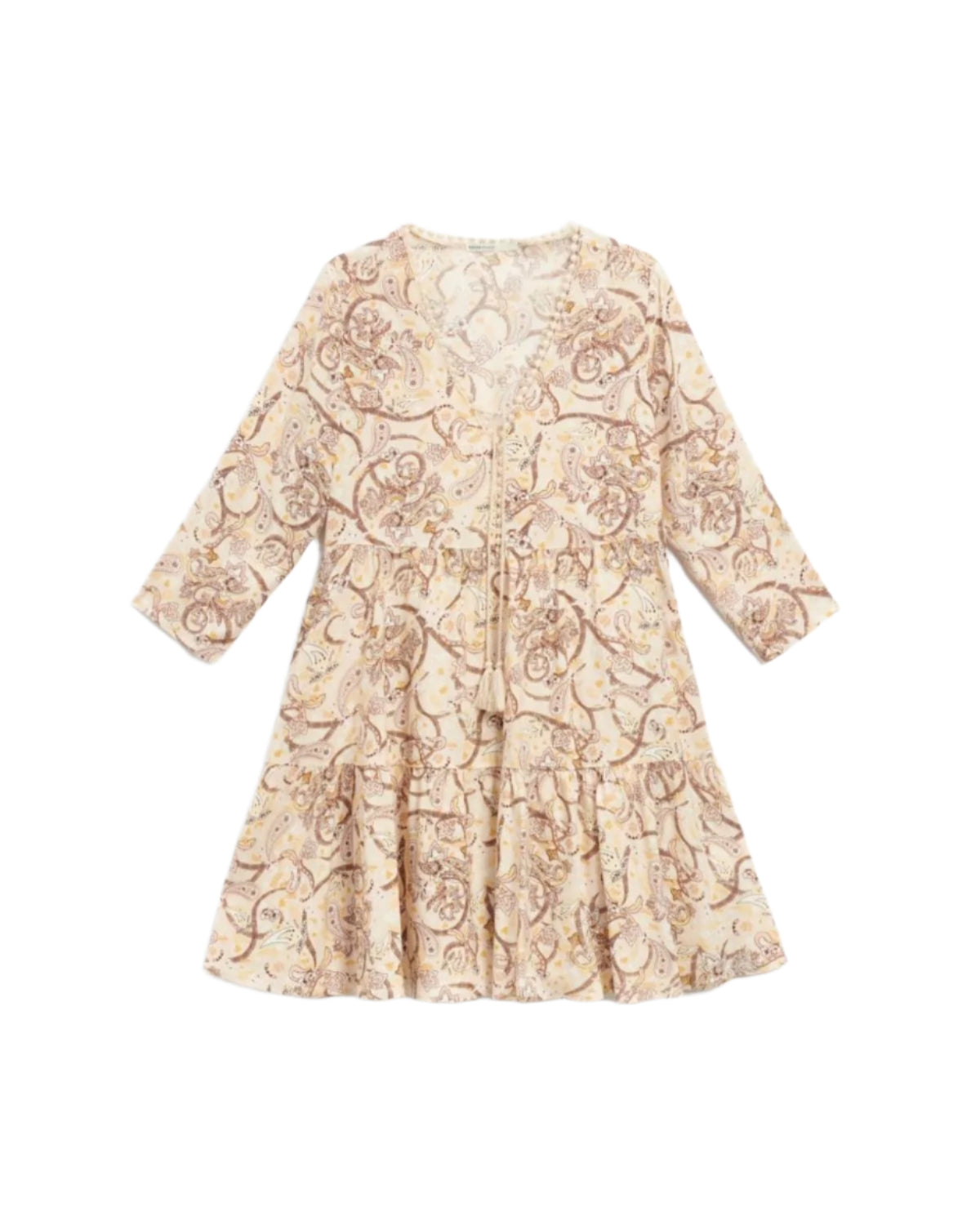 HOUSE BRAND bézs-barna mintás boho ruha