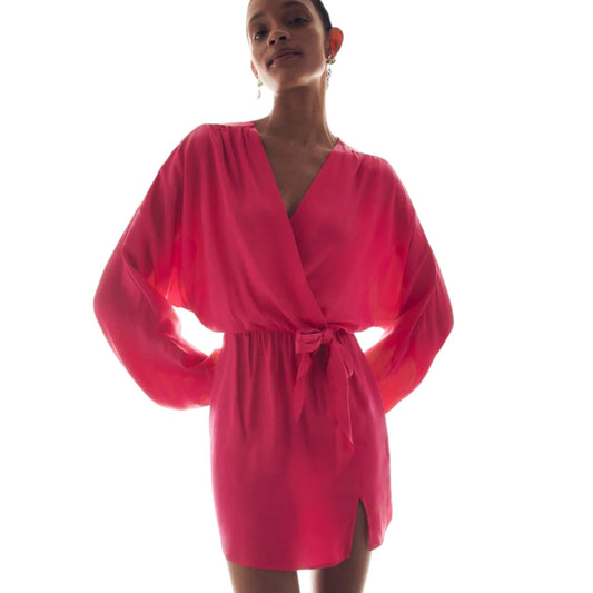 RESERVED pink átlapolós mini ruha