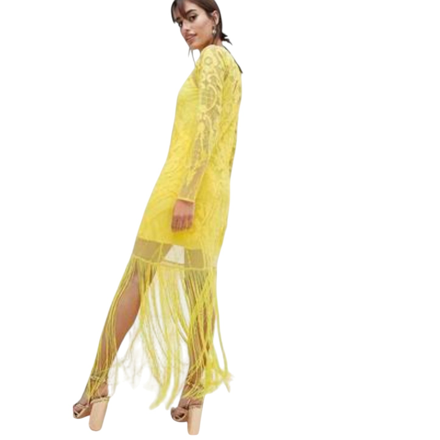 ASOS sárga horgolt maxi ruha