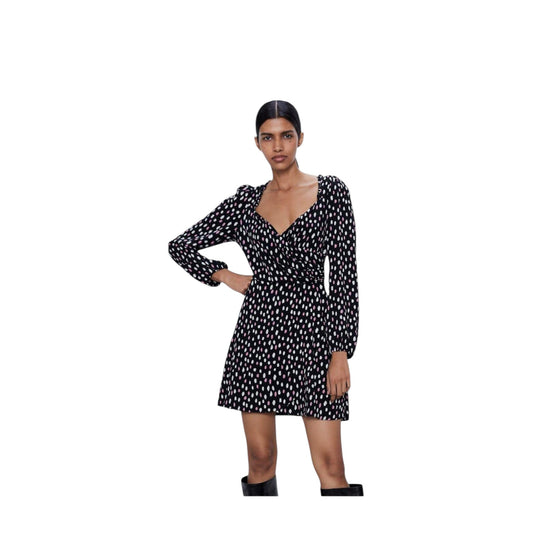 ZARA fekete pöttyös mini ruha