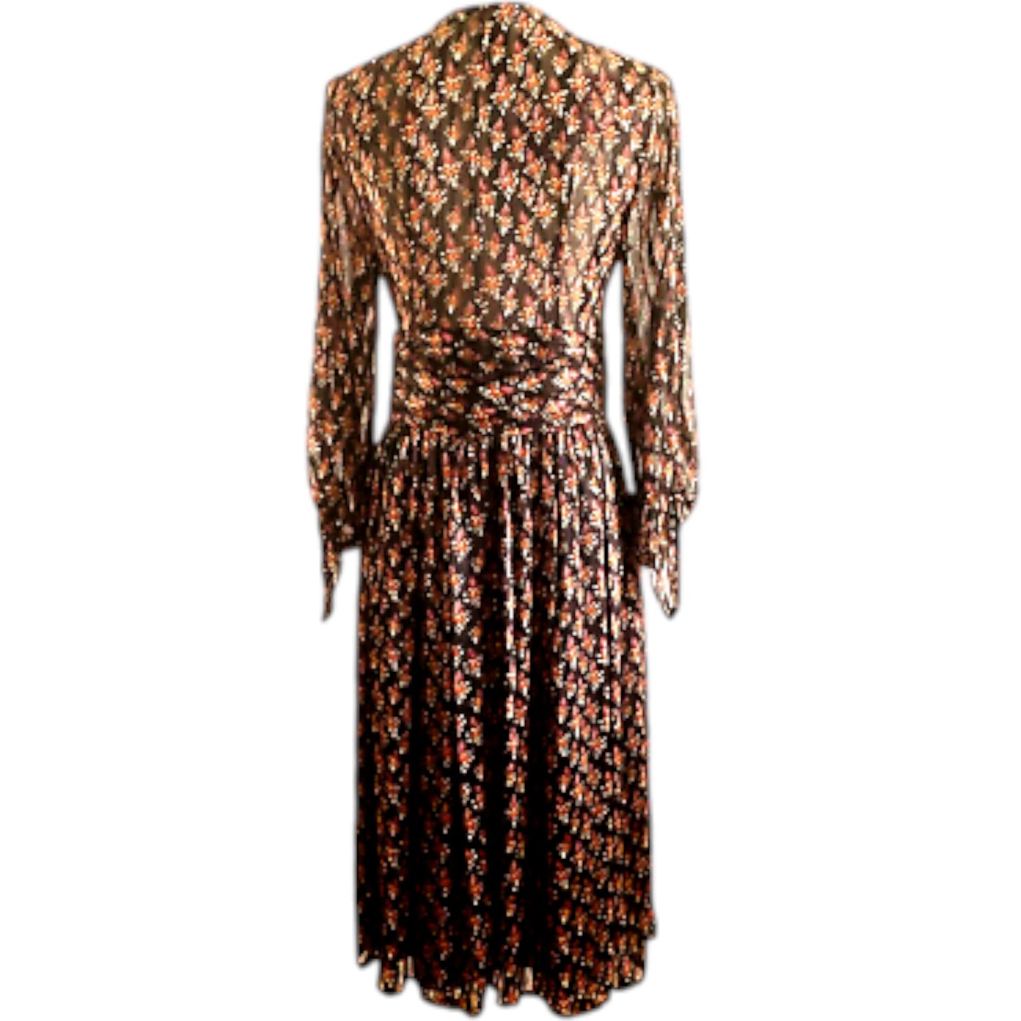 ZARA fekete mintás V-nyakú maxi ruha