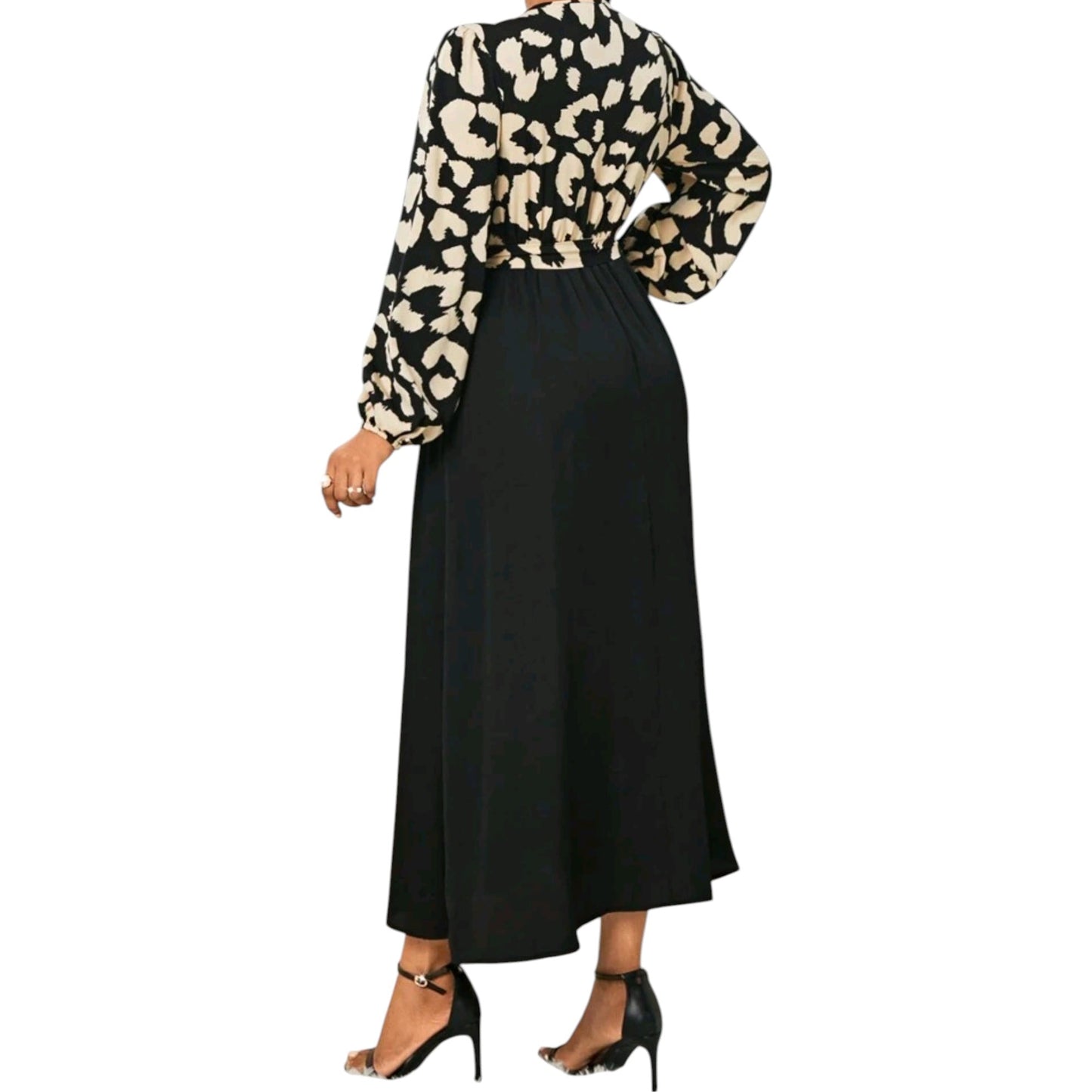 SHE fekete-fehér hosszú ujjú maxi ruha