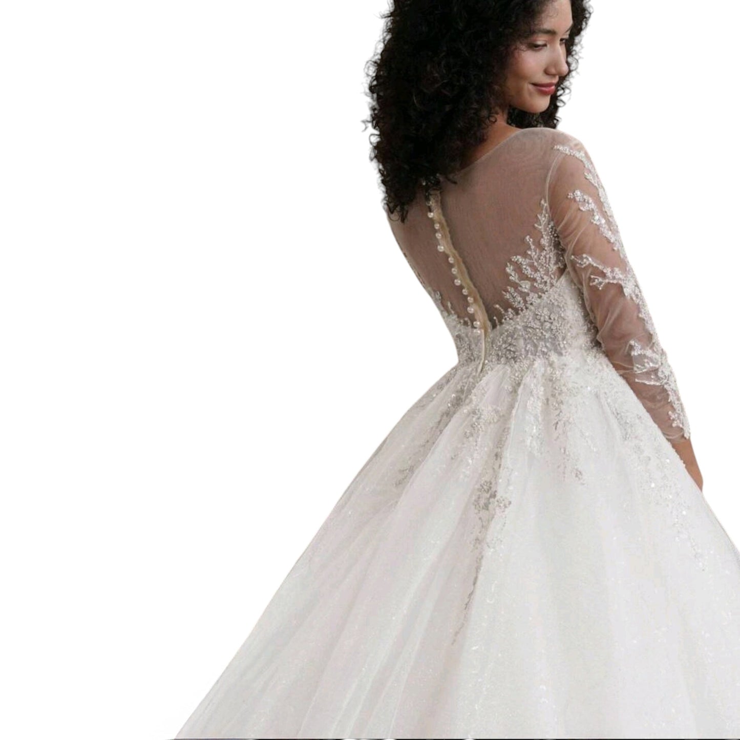 SHE fehér csipkés hosszú ujjú báli ruha