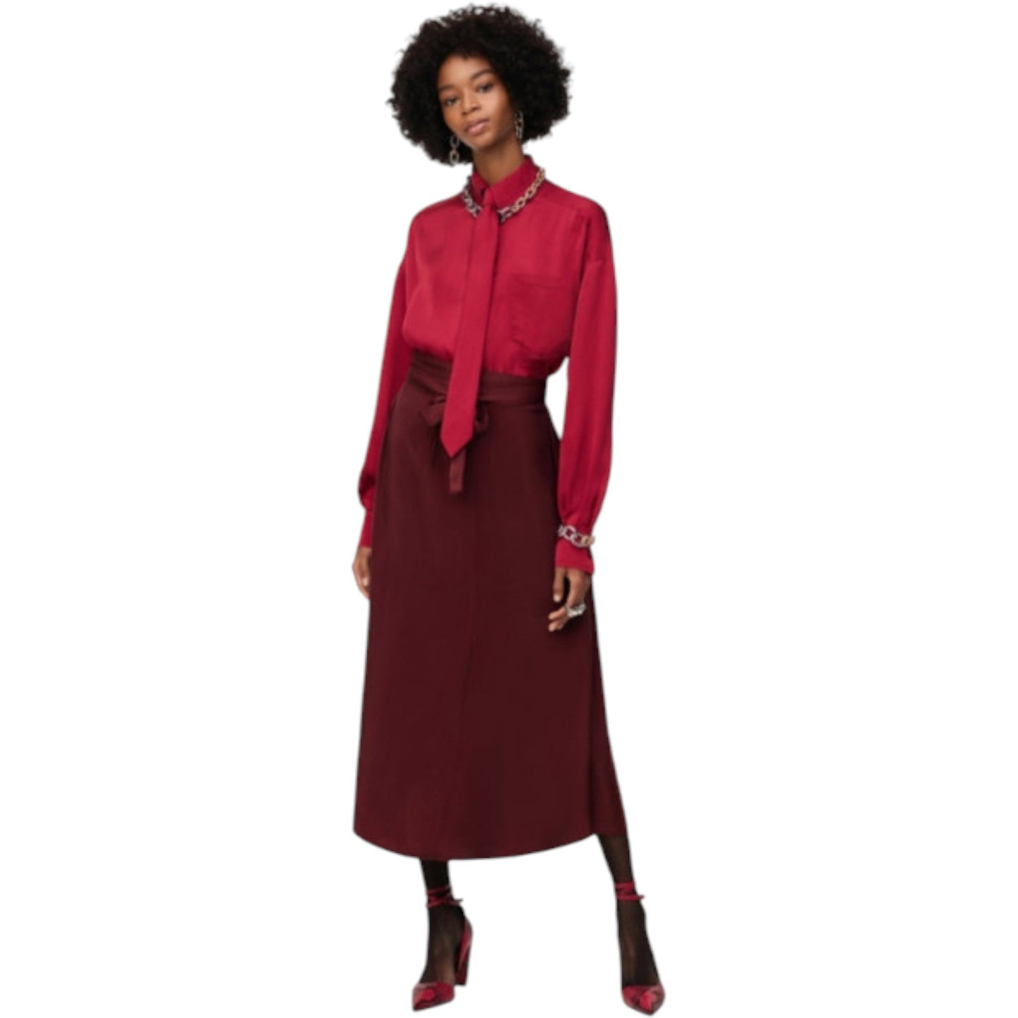 ZARA piros midi ruha
