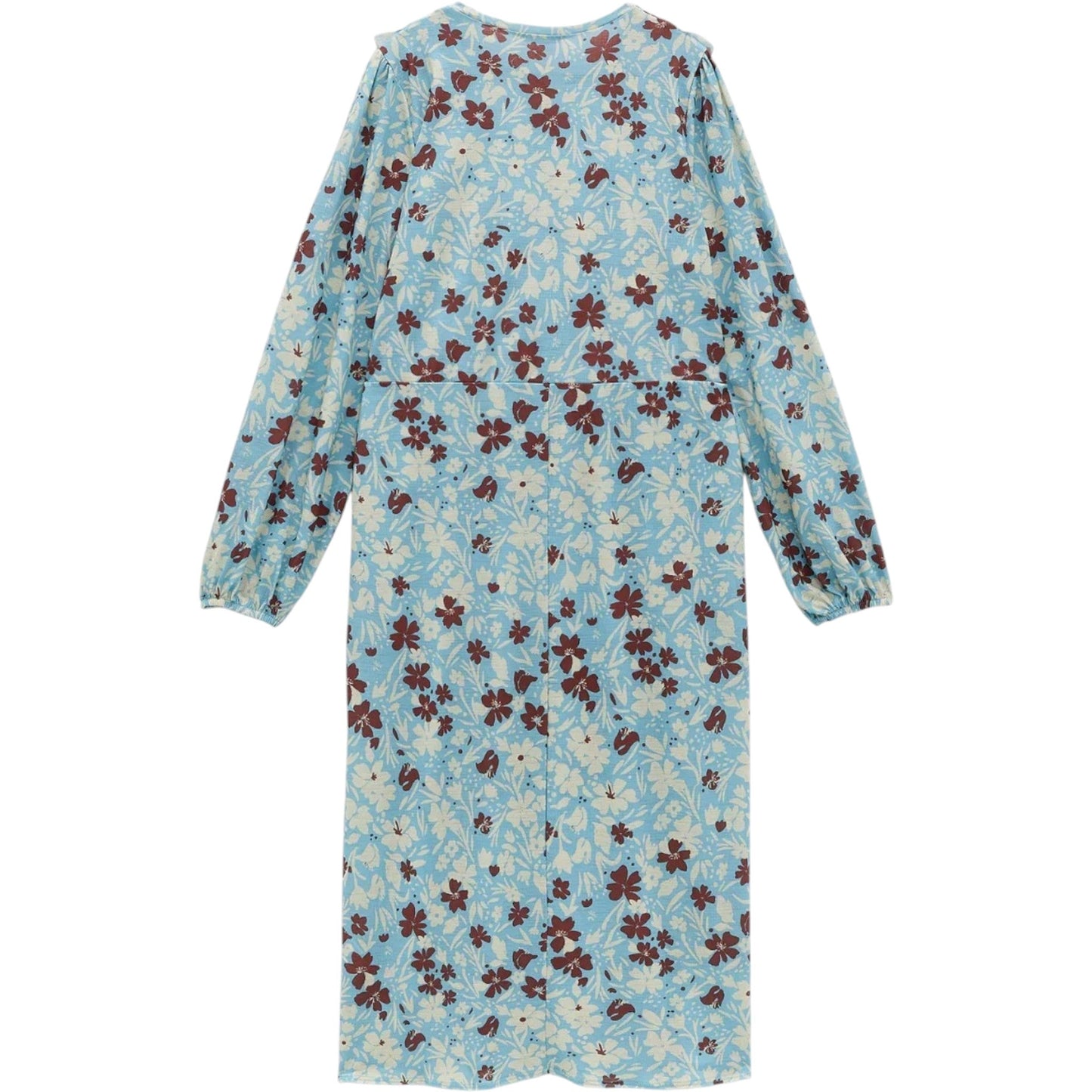 ZARA világoskék virágmintás fodros midi ruha