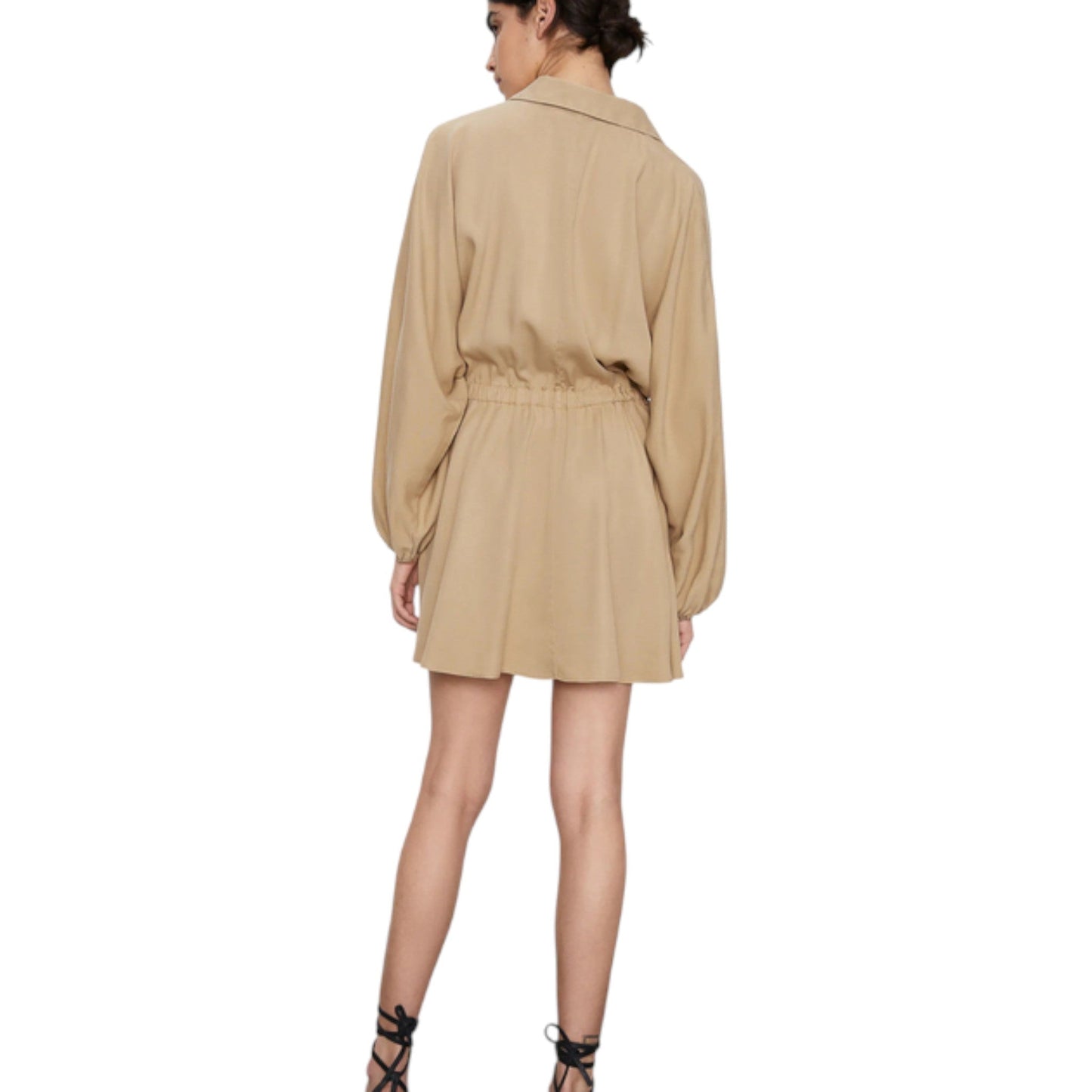 ZARA bézs hosszú ujjú mini ing ruha