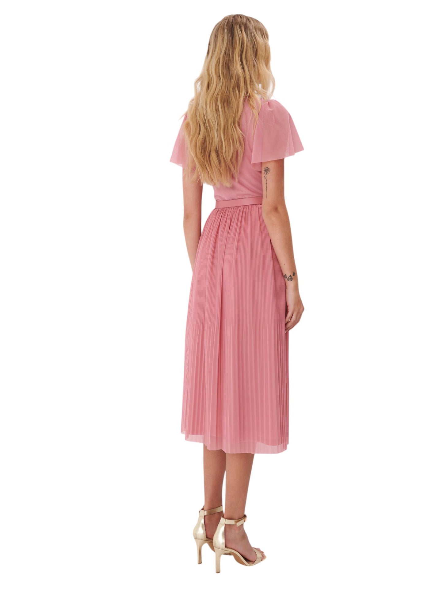 MOHITO rózsaszín pliszírozott midi ruha