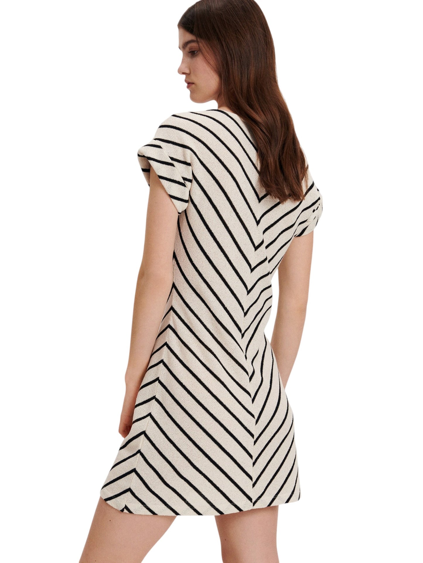 RESERVED törtfehér fekete csíkos mini ruha