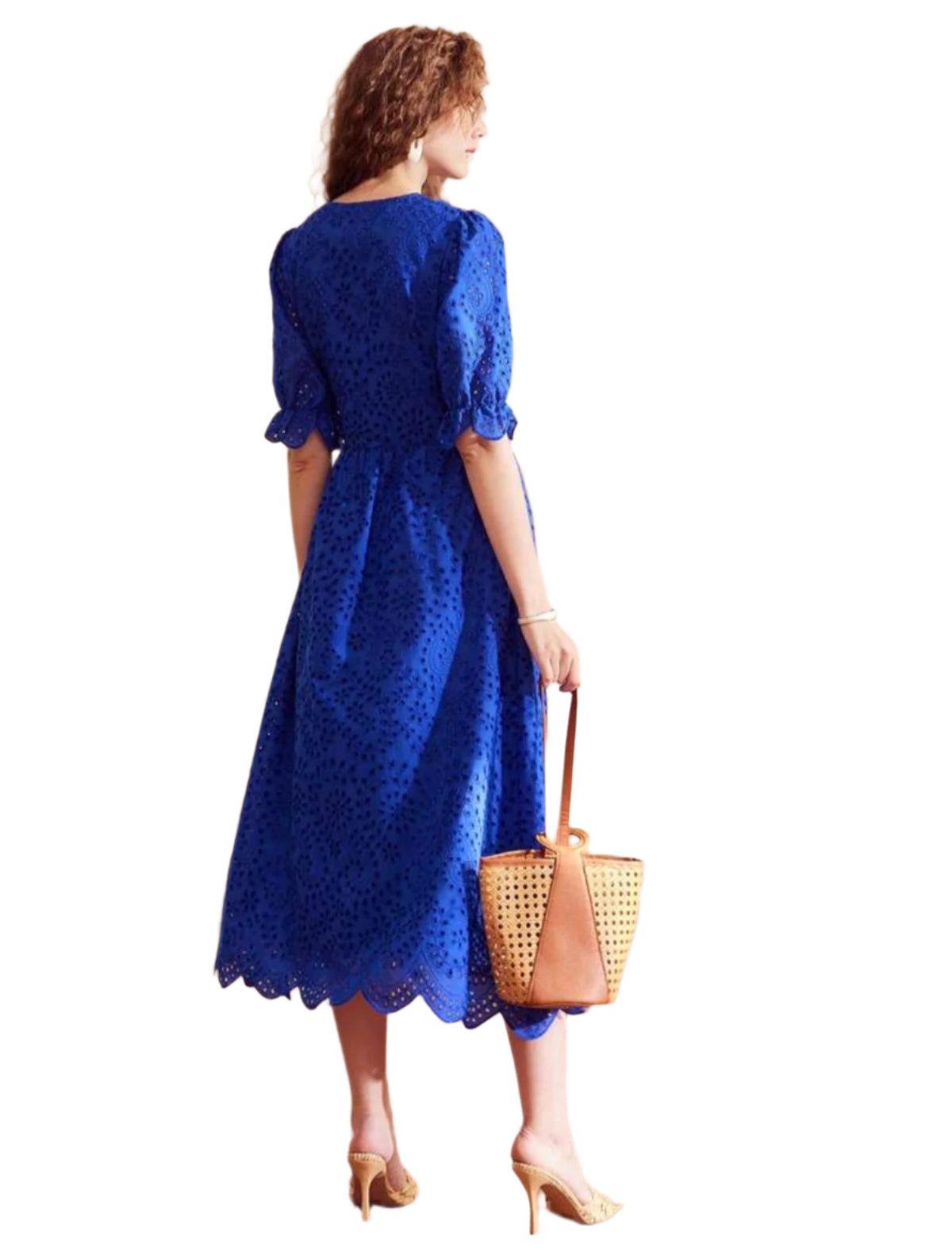 SHE királykék hímzett nyári midiruha