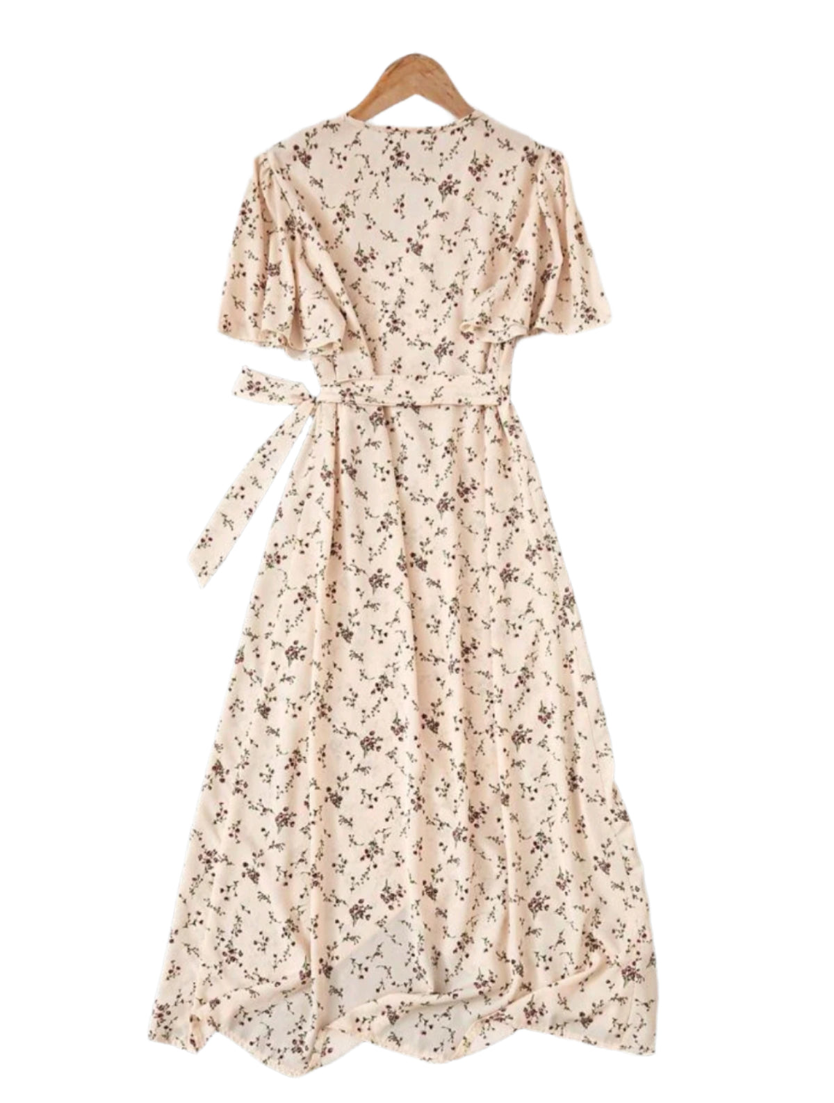 SHE krém virágmintás megkötős nyári ruha