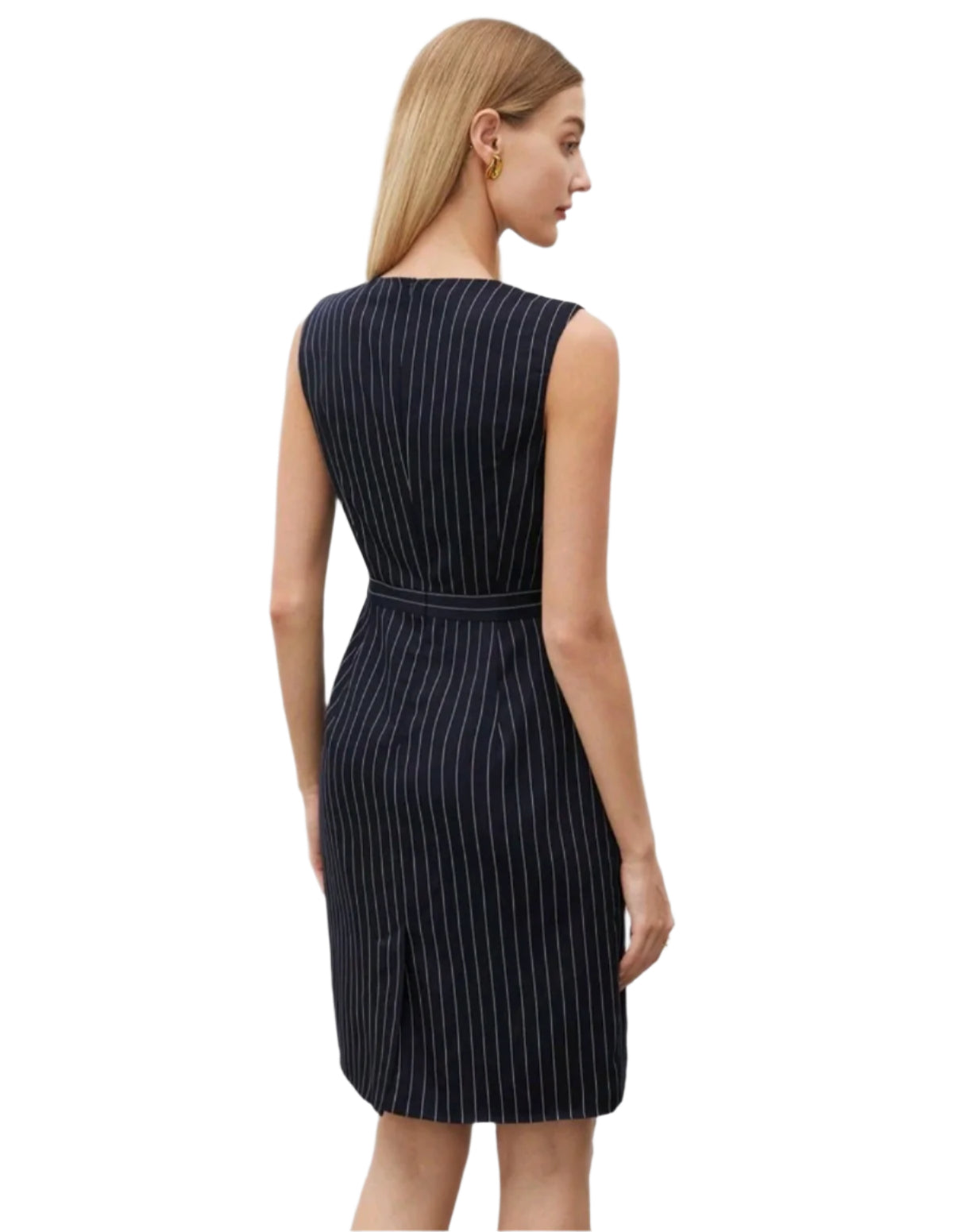 SHE sötétkék elegáns csíkos ruha