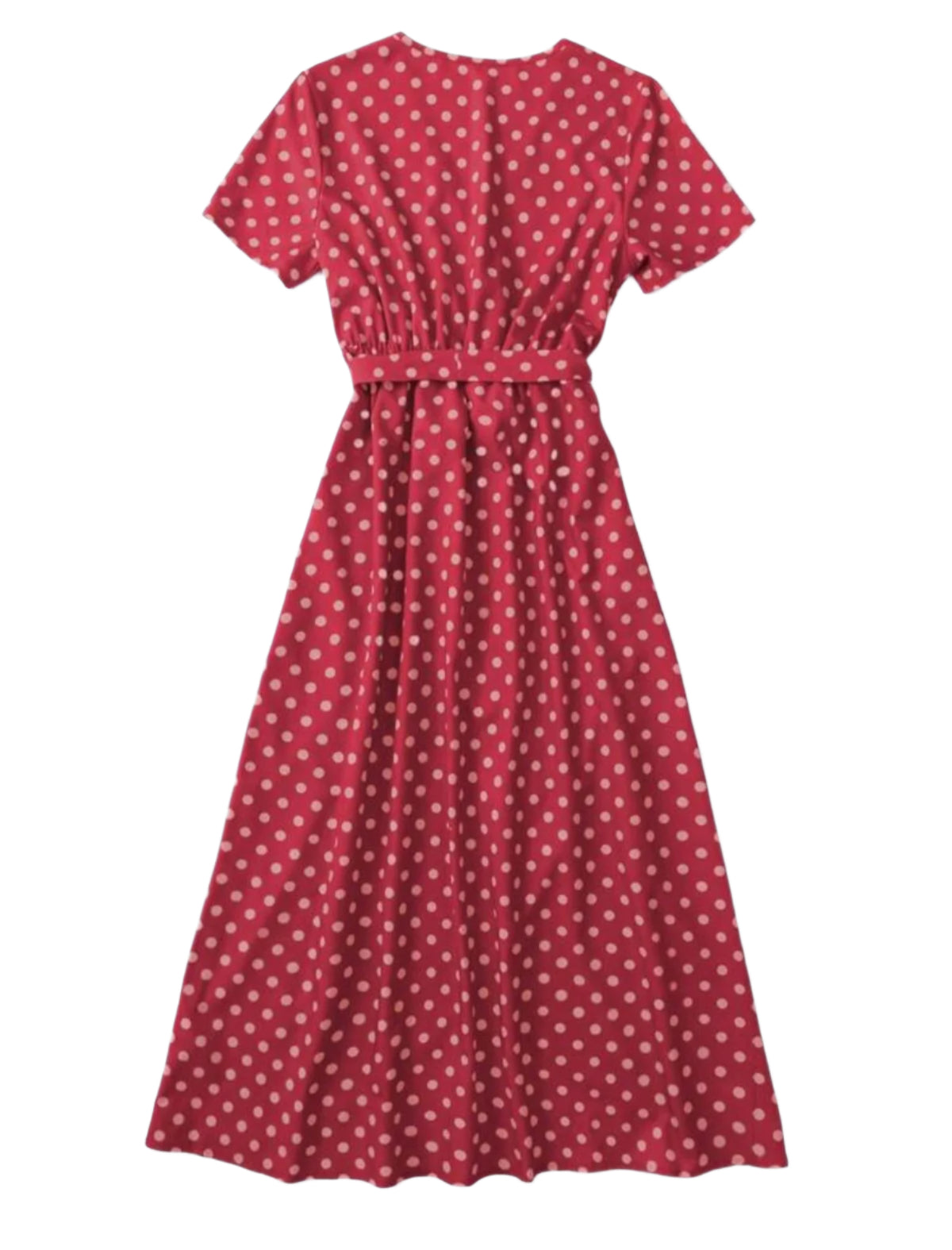 SHE bordó pöttyös megkötős nyári ruha