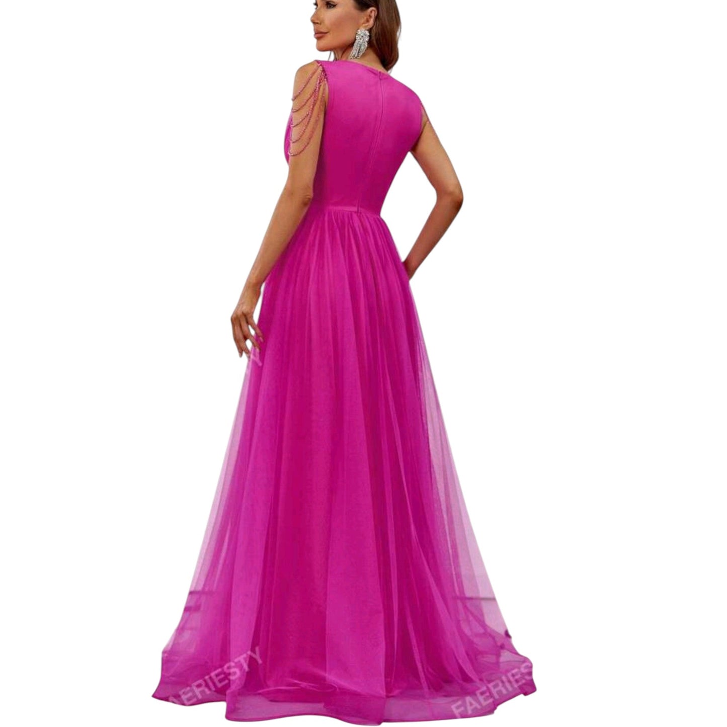 SHE fukszia tüll maxi ruha