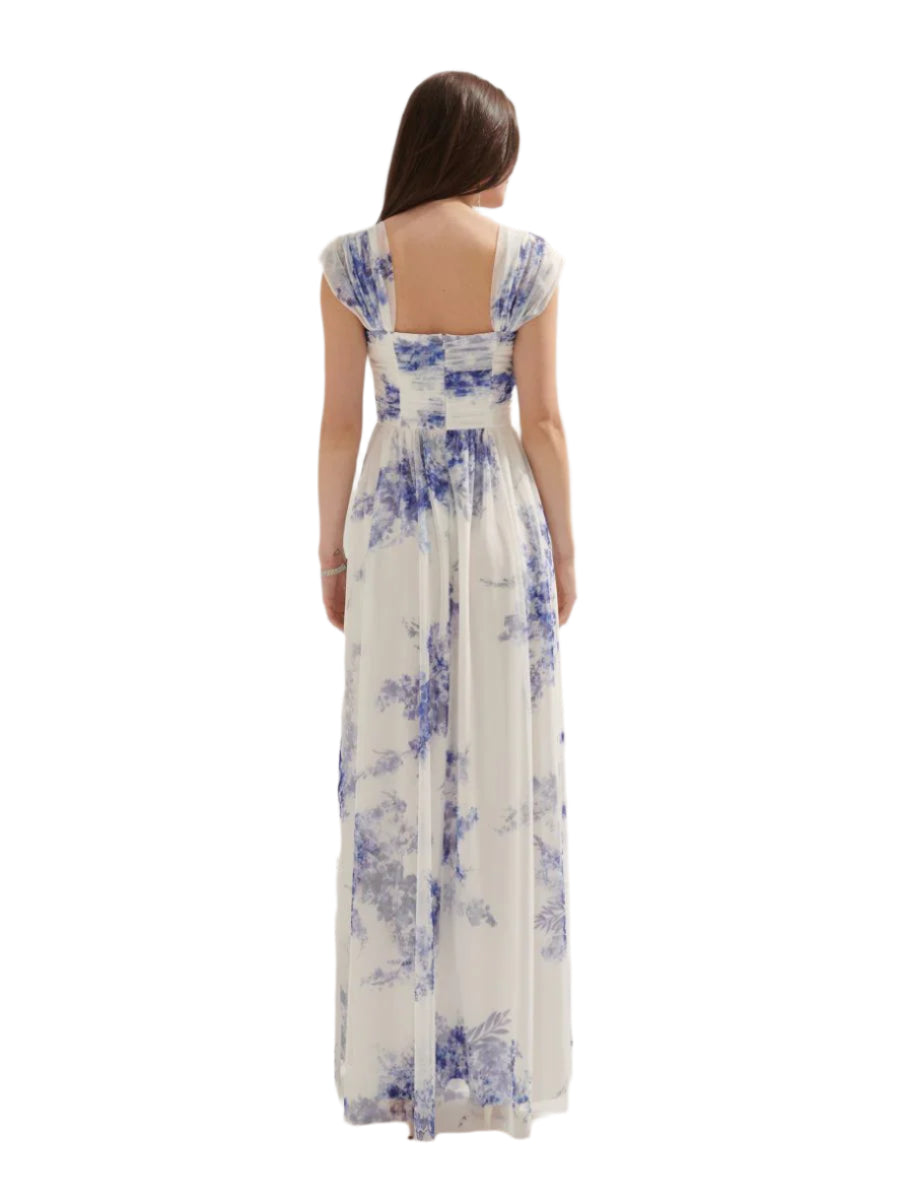 MOHITO fehér-kék mintás maxi ruha