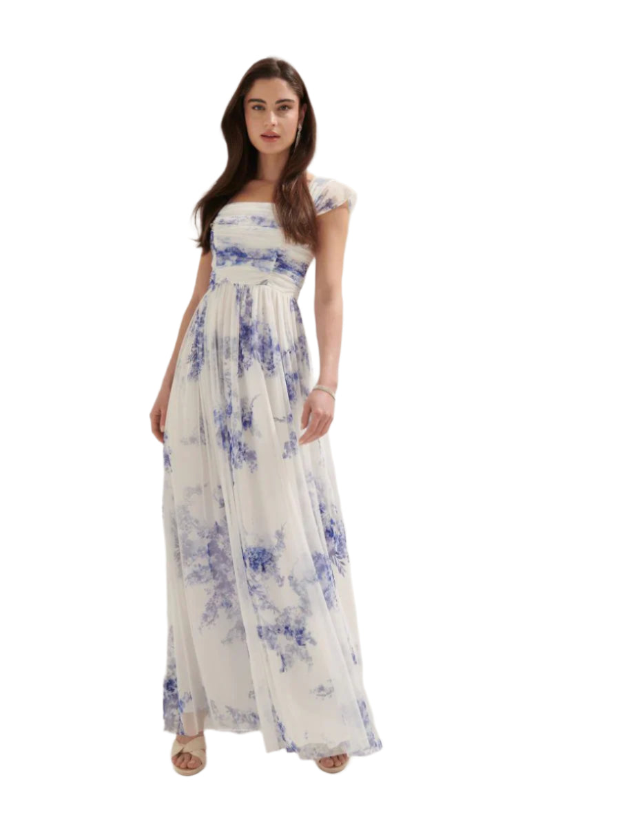 MOHITO fehér-kék mintás maxi ruha