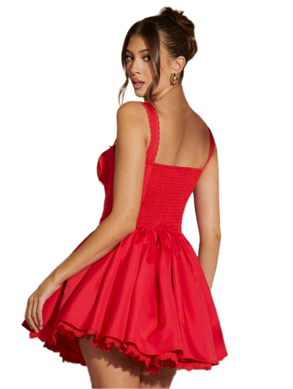 SHE piros fűzős mini ruha