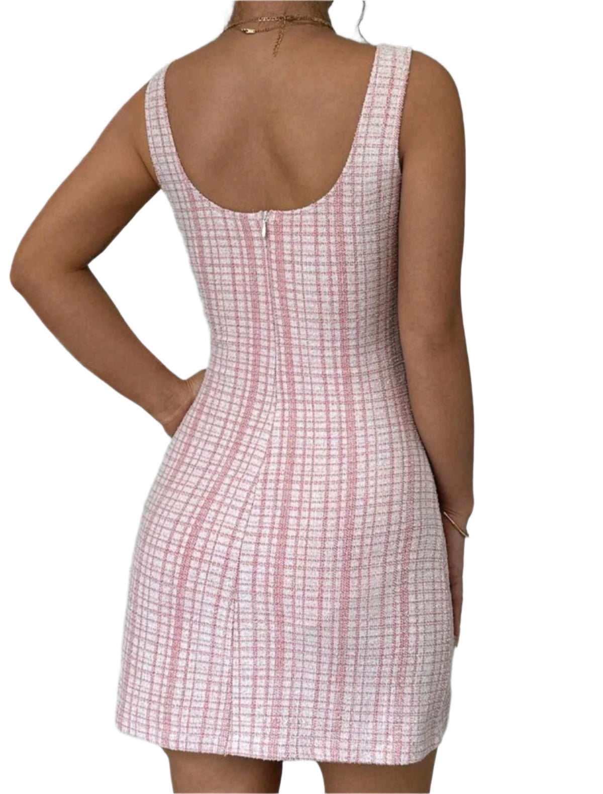 SHE rózsaszín kockás mini ruha