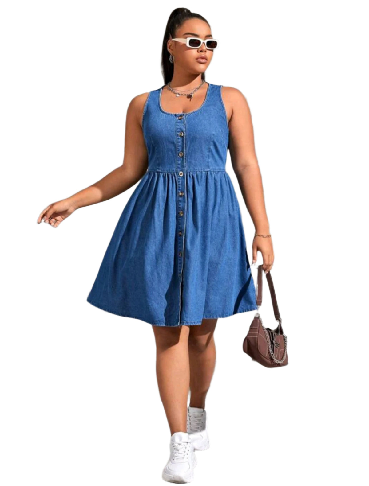 SHE kék farmer gombos ruha