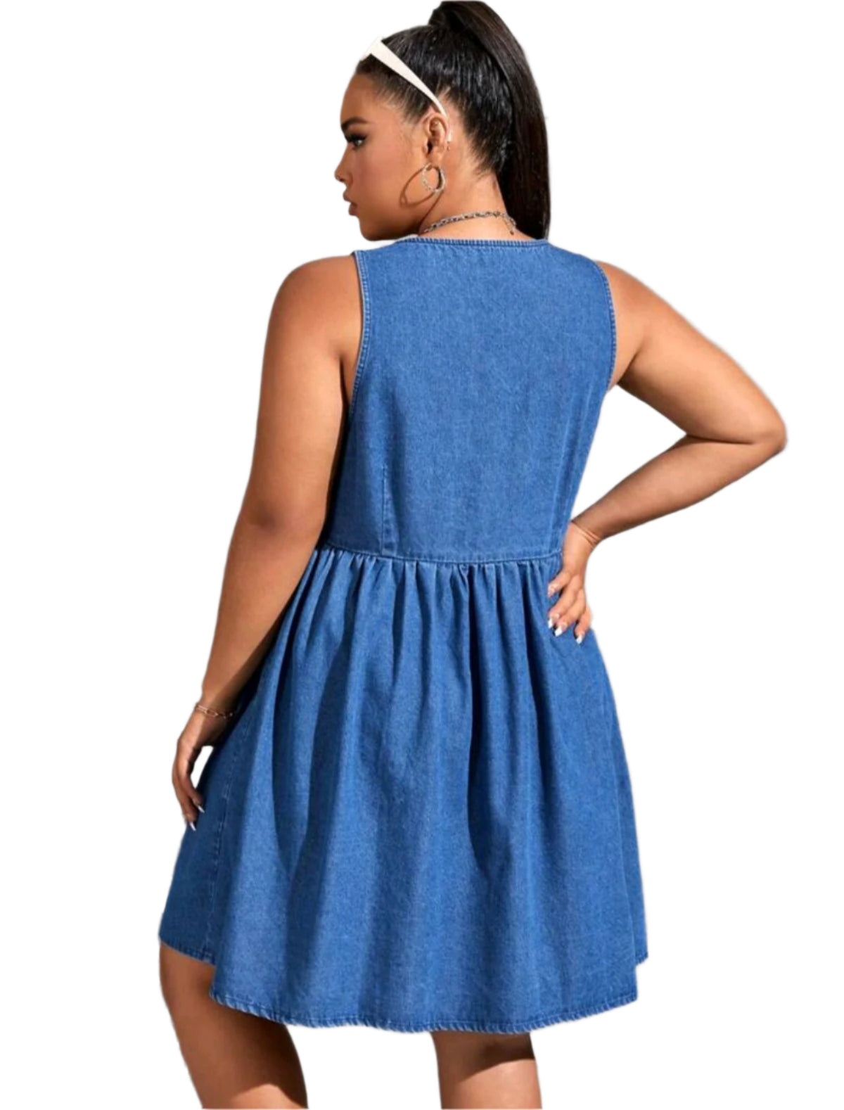 SHE kék farmer gombos ruha