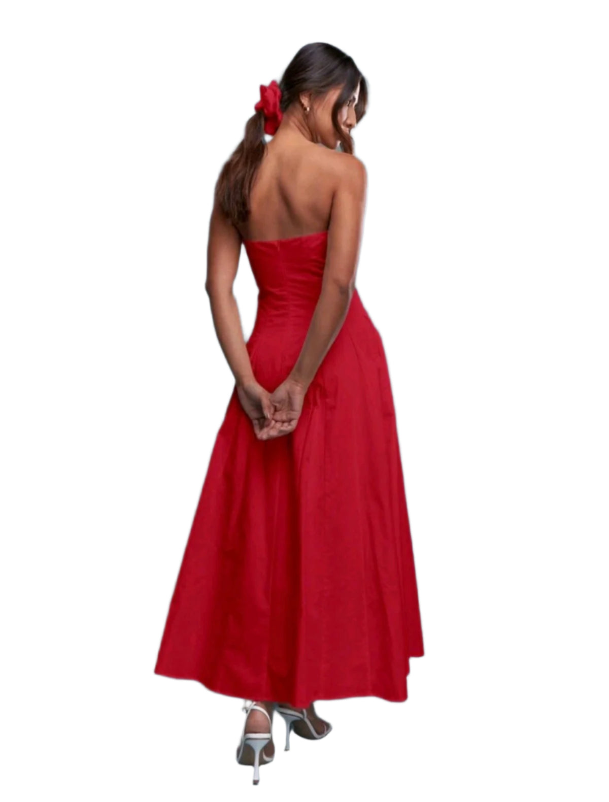 SHE piros pánt nélküli elegáns maxi ruha