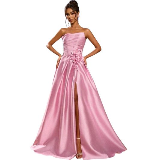 SHE rózsaszín pánt nélküli estélyi ruha