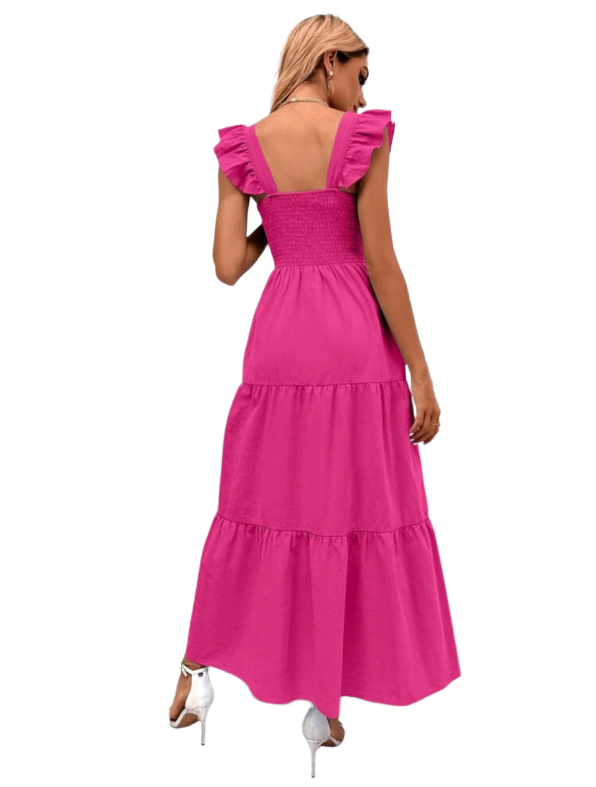SHE pink fodros vállú nyári maxi ruha