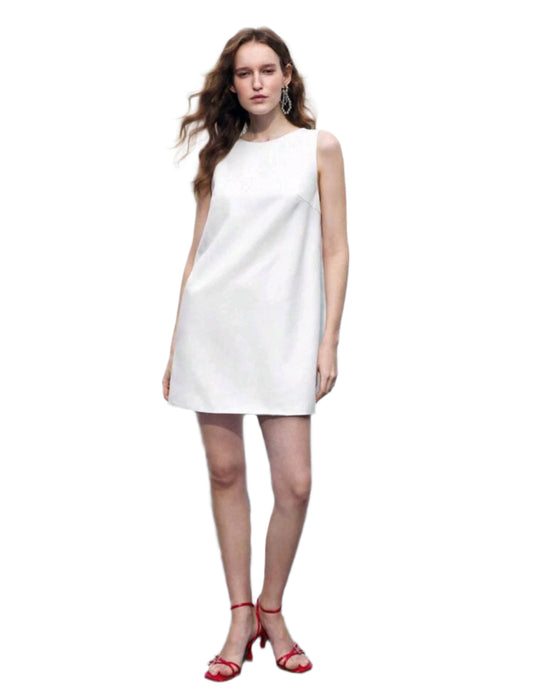 SHE fehér letisztult ujjatlan mini ruha