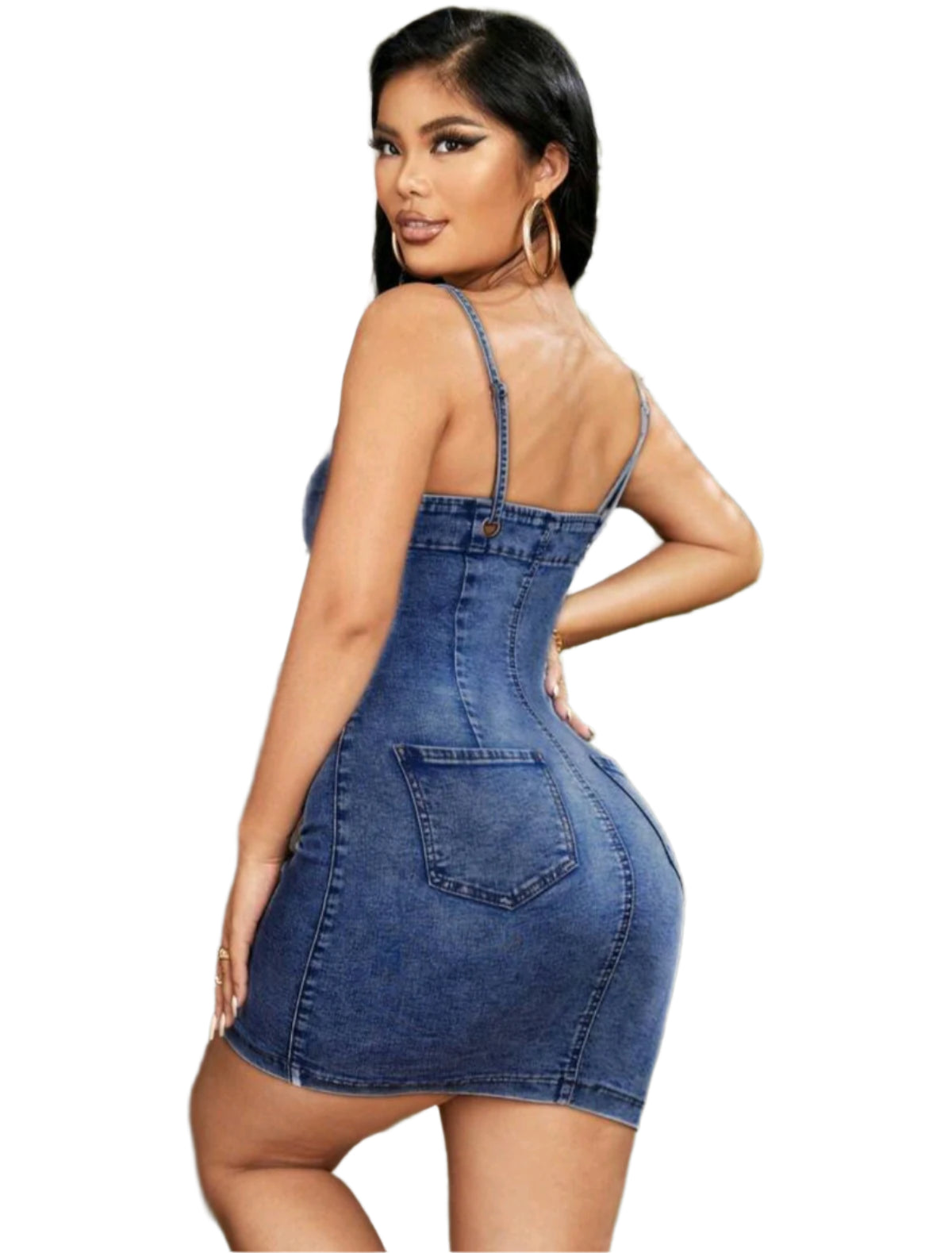 SHE kék farmer bodycon ruha