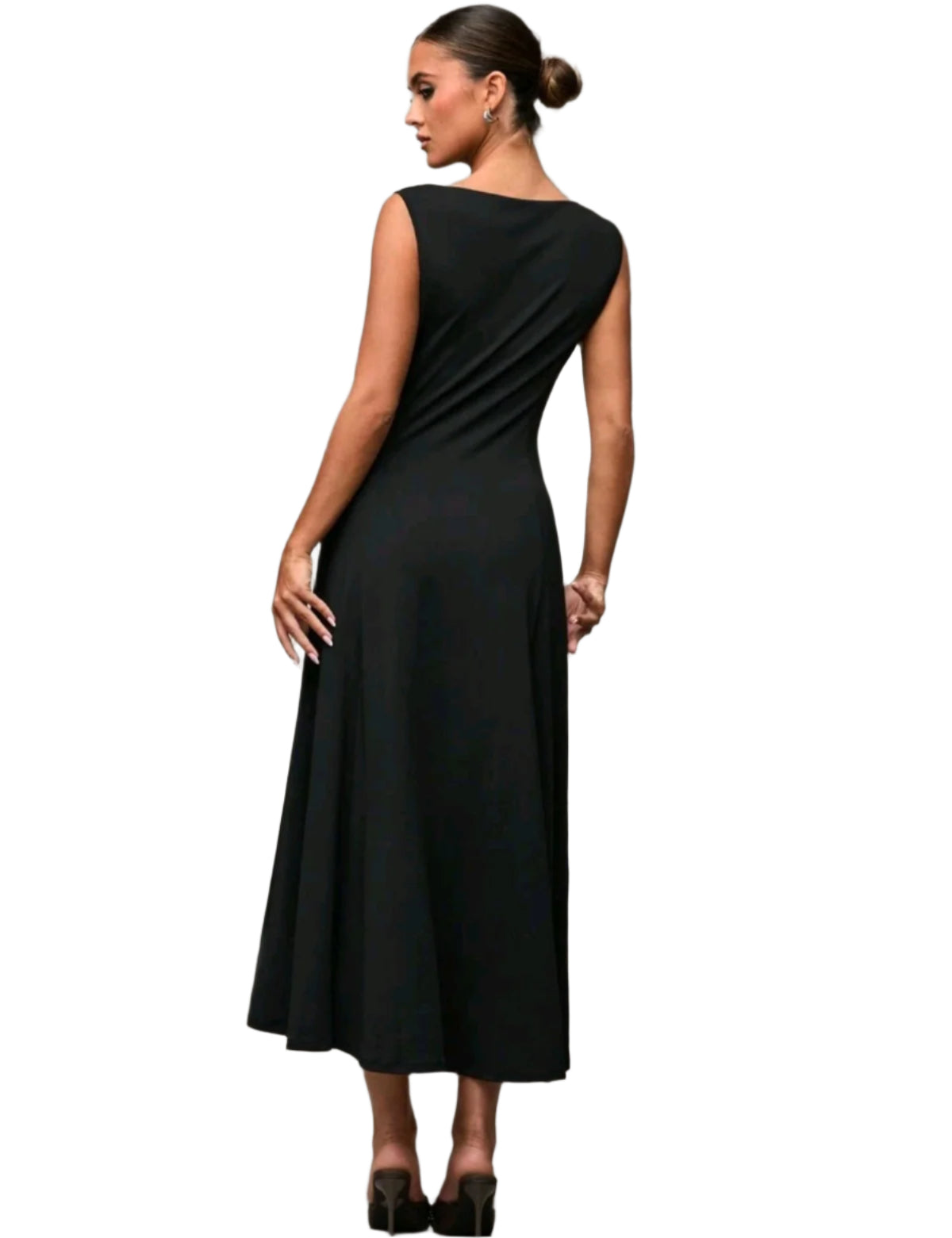 SHE fekete elegáns A-vonalú midiruha