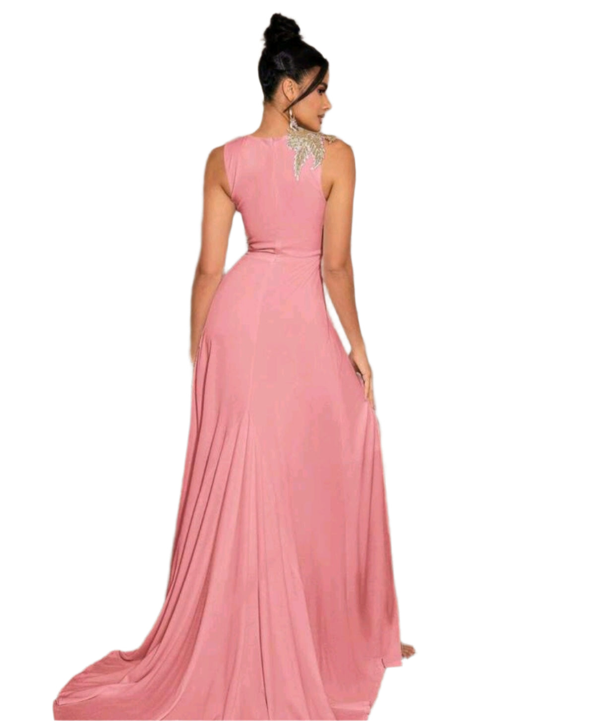 SHE rózsaszín aszimmetrikus díszítésű alkalmi ruha