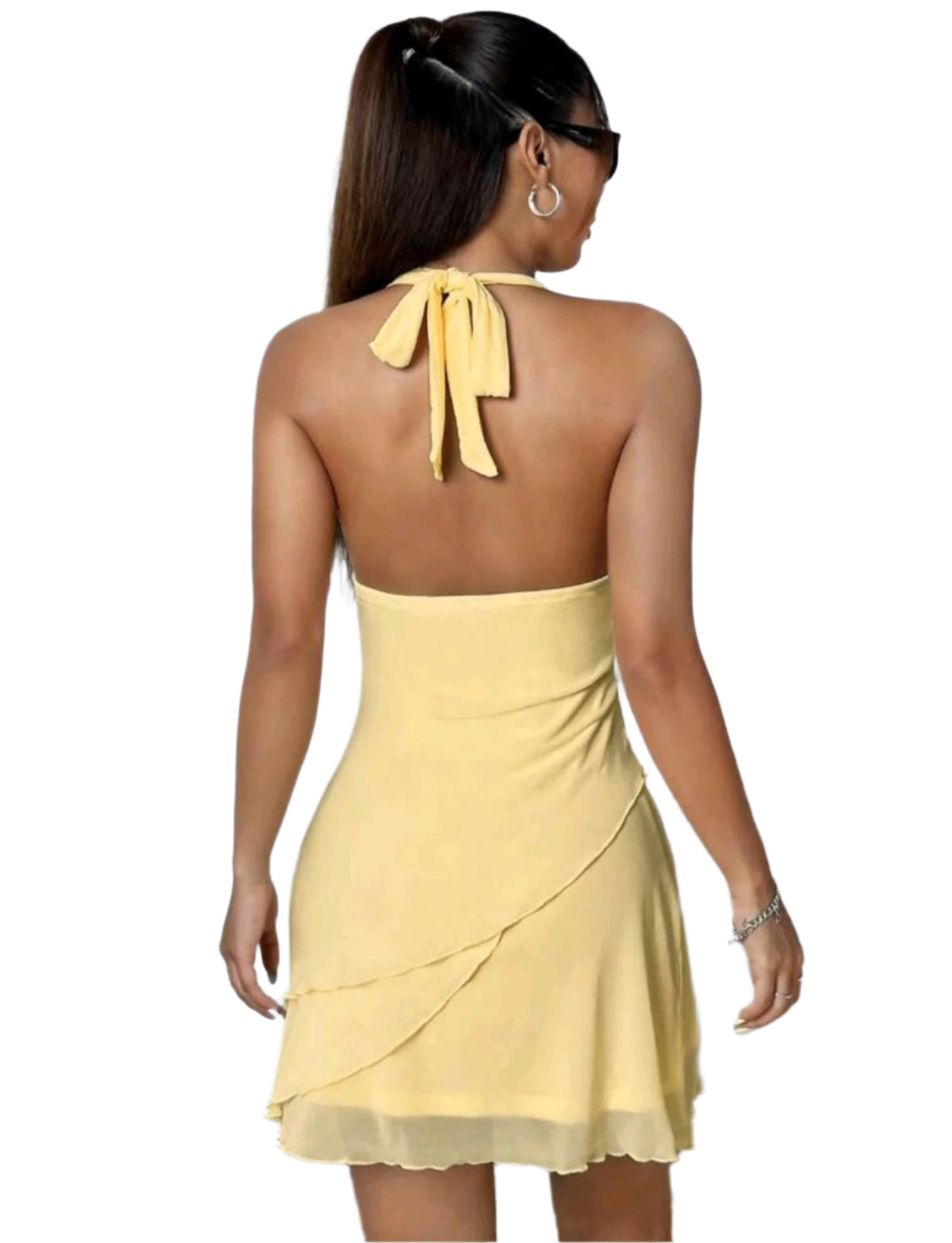 SHE sárga mélyen dekoltált mini ruha