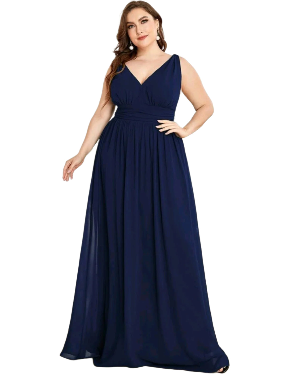 SHE sötétkék elegáns ujjatlan maxi ruha