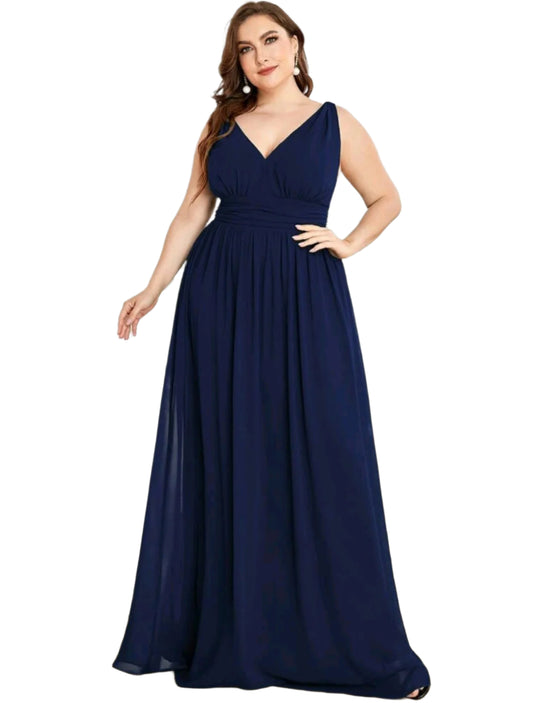 SHE sötétkék elegáns ujjatlan maxi ruha