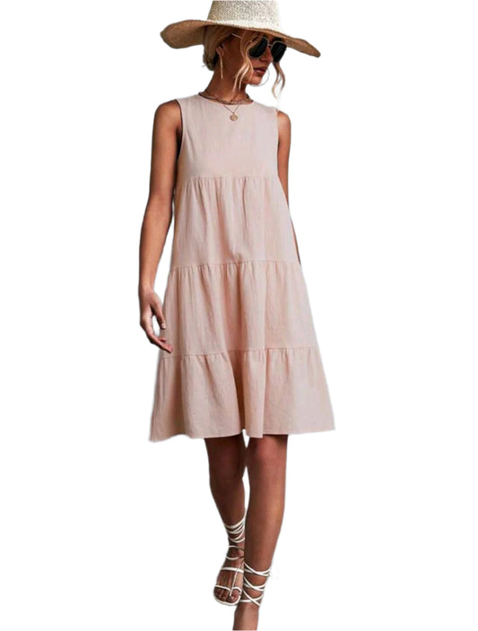 SHE világos rózsaszín bő fazonú ujjatlan ruha