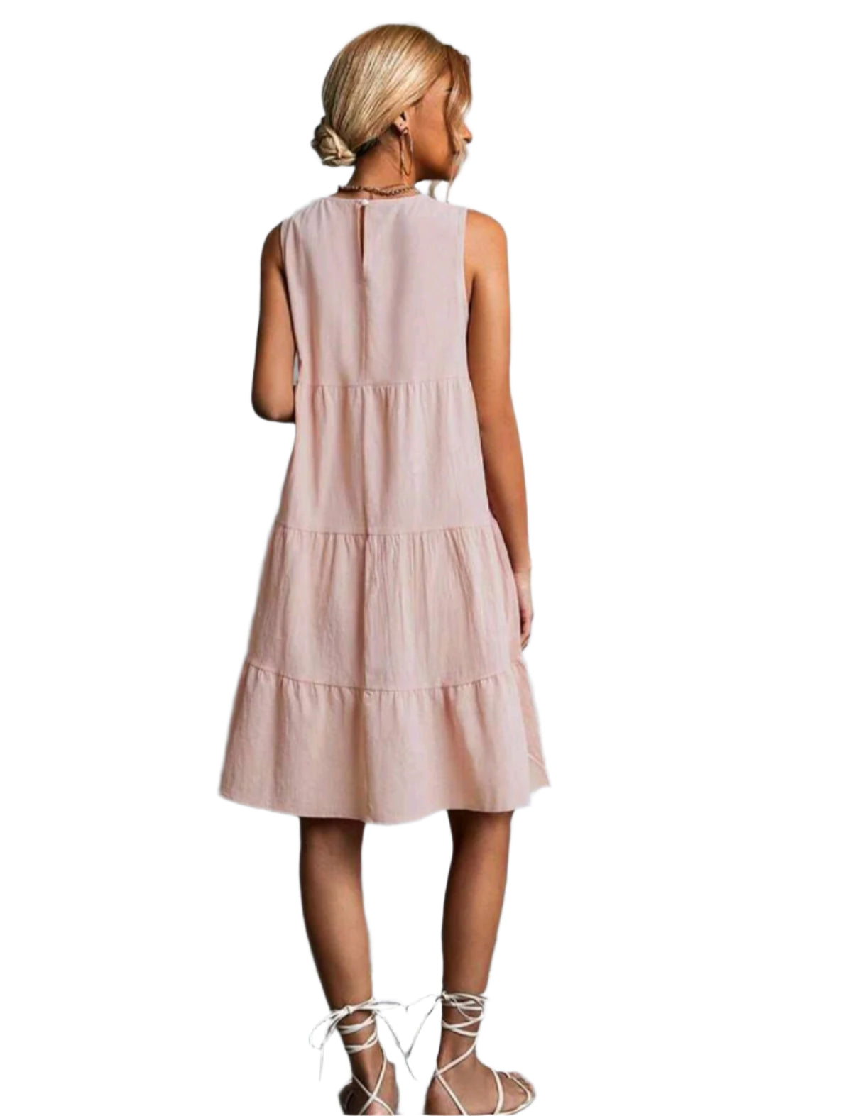 SHE világos rózsaszín bő fazonú ujjatlan ruha