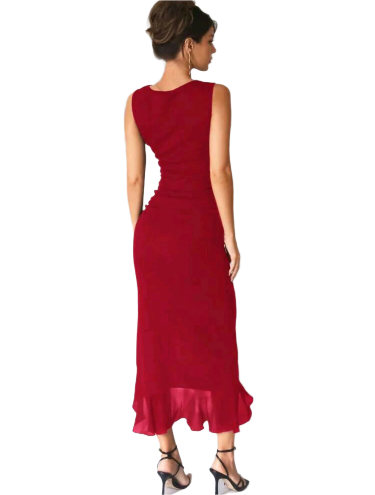 SHE bordó aszimmetrikus alkalmi ruha