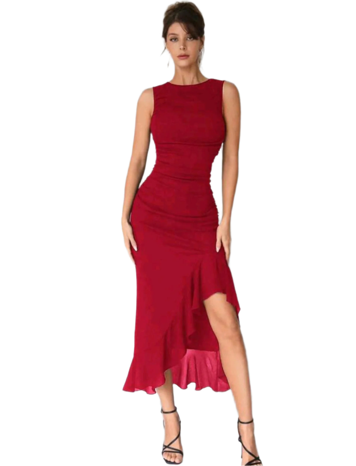 SHE bordó aszimmetrikus alkalmi ruha