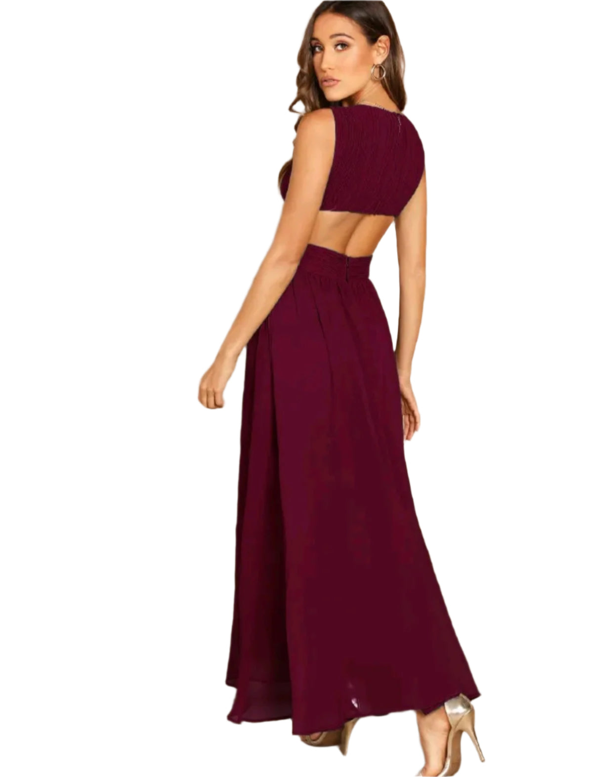 SHE bordó mélyen dekoltált maxiruha