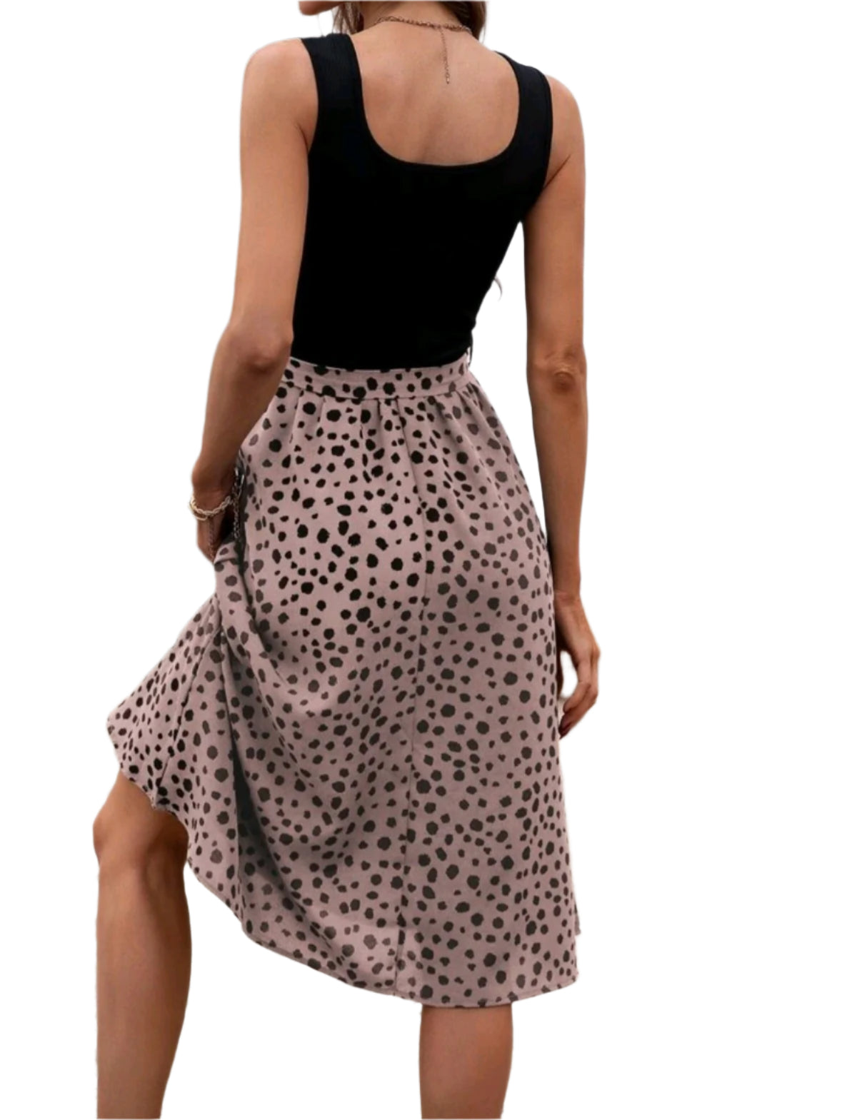 SHE fekete pöttyös, öves ujjatlan nyári ruha