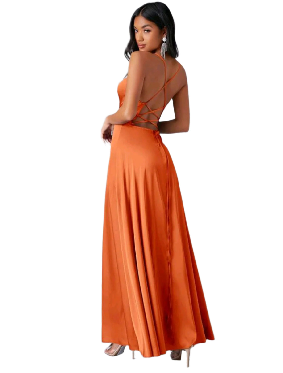 SHE narancssárga elegáns hosszú ruha