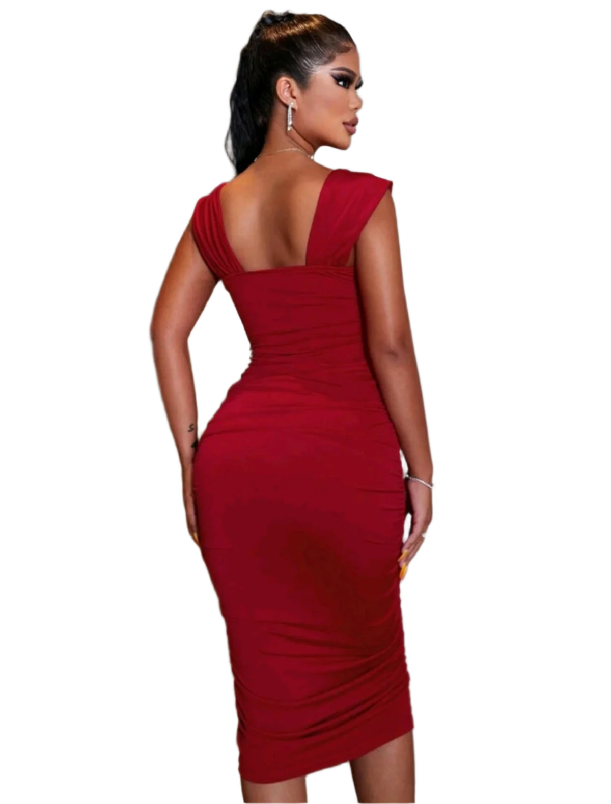 SHE bordó alakformáló elegáns ruha