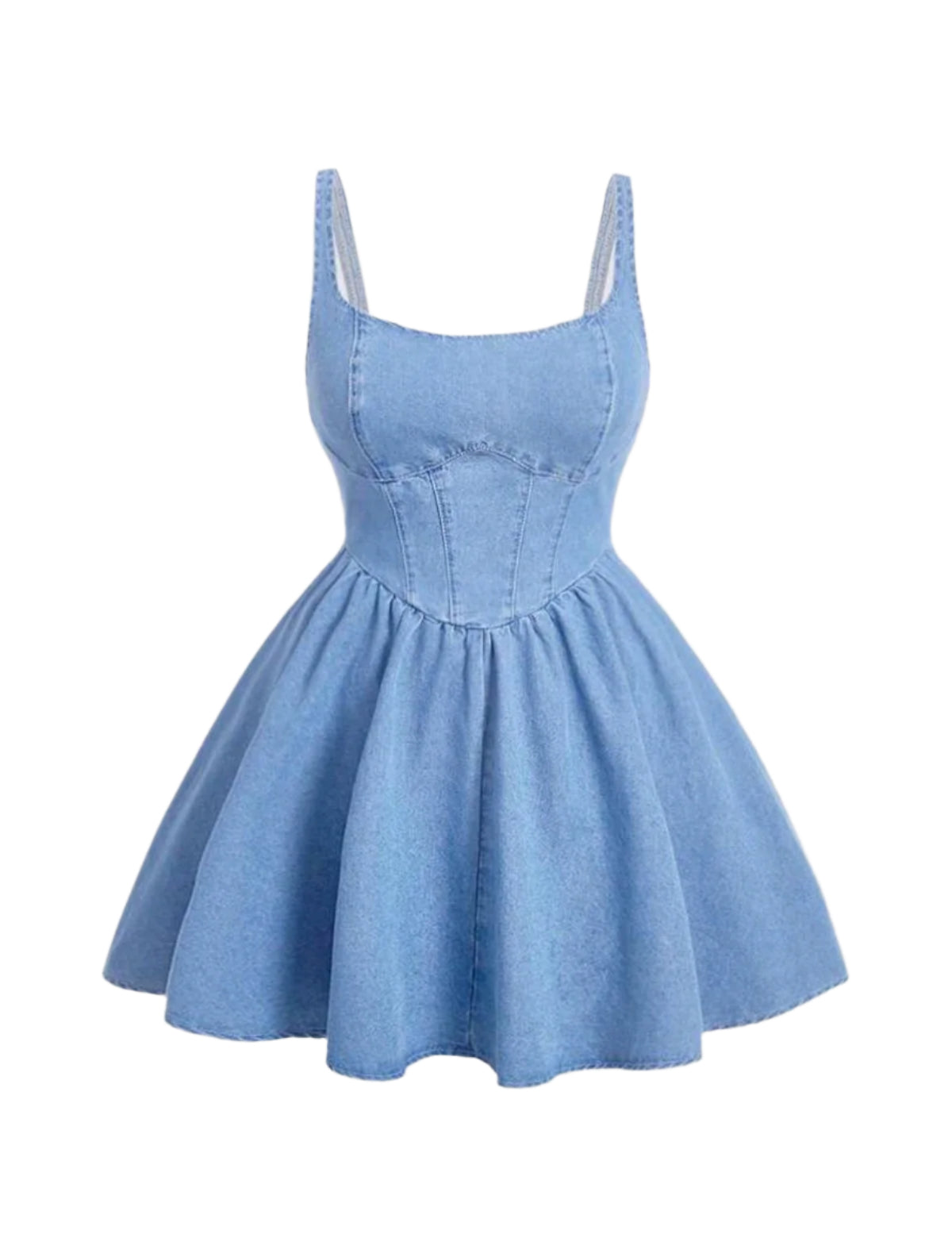 SHE világoskék fűzős hatású farmer ruha